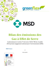 Bilan des émissions des Gaz à Effet de Serre