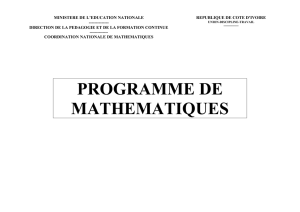 Programme de mathématiques: programme de terminale A