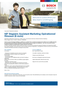 H/F Stagiaire Assistant Marketing Opérationnel Réseaux (6 mois)