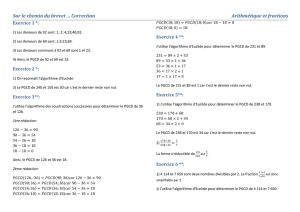 Sur le chemin du brevet … Correction Arithmétique et fractions