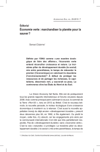 Économie verte : marchandiser la planète pour la sauver