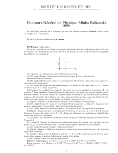 Concours G en eral de Physique Minko Balkanski 1999