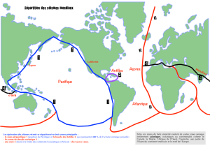 Répartition des séismes mondiaux Antilles Açores Pacifique Java
