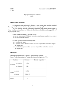 UPMC Année Universitaire 2008-2009 L3 PGA Physique atomique