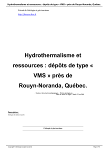 VMS » près de Rouyn-Noranda, Québec. - Géologie et géo