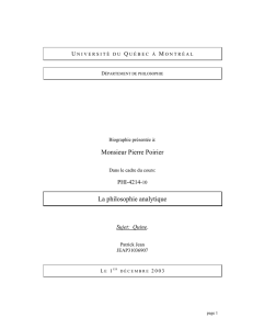 Monsieur Pierre Poirier La philosophie analytique