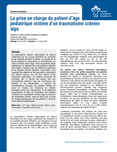 La prise en charge du patient d`âge pédiatrique victime d`un