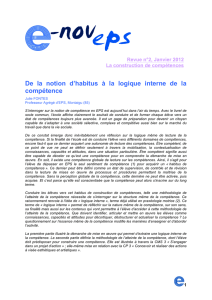 De la notion d`habitus à la logique interne de la compétence