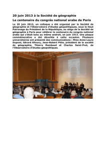 20 juin 2013 à la Société de géographie Le centenaire du congrès