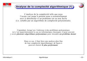 Analyse de la complexite algorithmique - Zenk