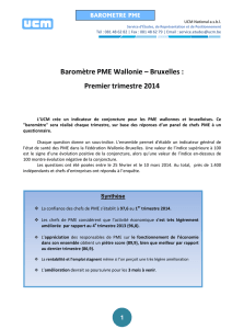 Baromètre PME Wallonie – Bruxelles : Premier trimestre 2014