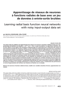 Apprentissage de réseaux de neurones à fonctions radiales de base