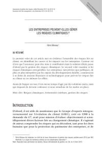 INTRODUCTION - Revue Assurances et gestion des risques