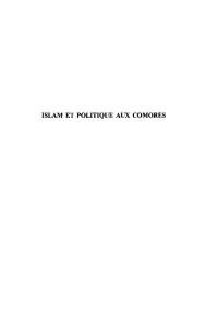 ISLAM ET POLITIQUE AUX COMORES