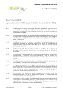 Charte NaturoCall (CNC) Conditions valables dès le 01.06.2015