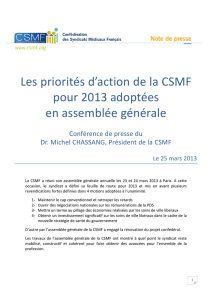 Les priorités d`action de la CSMF pour 2013 adoptées en