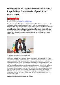 Intervention de l`armée française au Mali