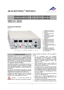 Alimentation CA/CC 0 - 30 V, 6 A (115 V, 50/60 Hz)