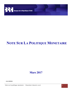 Note sur la politique monétaire - Banque de la République d`Haïti