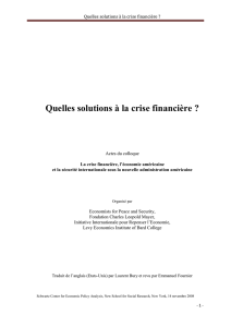 Quelles solutions à la crise financière