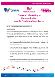 Chargé marketing et communication - Fondation Saint-Luc