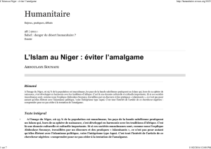 L`Islam au Niger : éviter l`amalgame