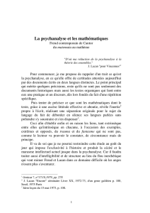 Psychanalyse et mathématique, Freud contemporain de Cantor