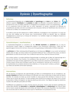 Info en bref - Dyslexie dysorthographie