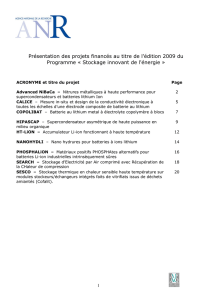 Edition 2009 Stock-E - Agence Nationale de la Recherche