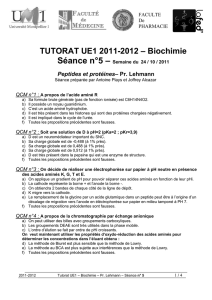TUTORAT UE1 2011-2012 – Biochimie