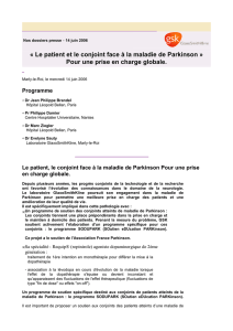 Le patient et le conjoint face à la maladie de Parkinson