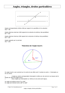 Angles, triangles, droites particulières