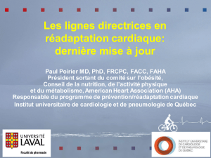 Les lignes directrices en réadaptation cardiaque: dernière mise à jour