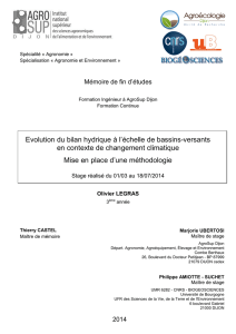 Evolution du bilan hydrique à l`échelle de bassins