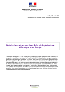 Etat des lieux et perspectives de la géoingénierie en Allemagne et