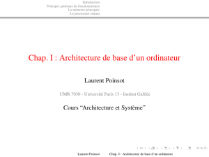 Chap. I : Architecture de base d`un ordinateur - Lipn