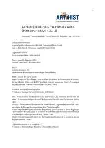 LA PREMIÈRE OEUVRE/ THE PRIMARY WORK (TOURS/POITIERS