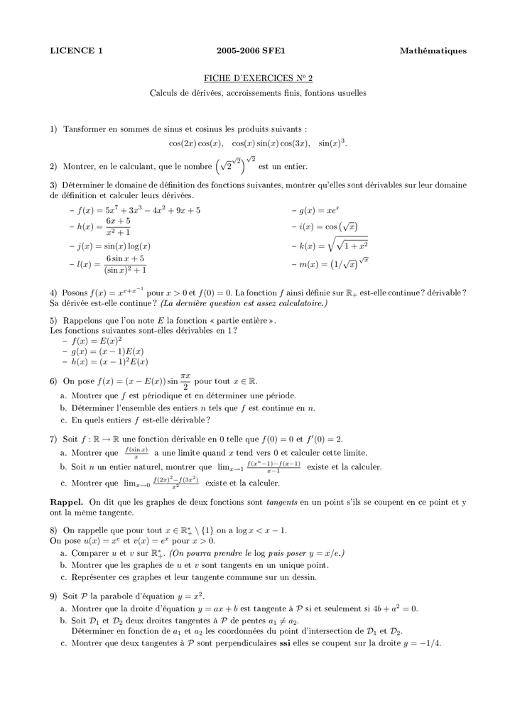 Licence 1 05 06 Sfe1 Mathematiques