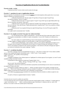 Exercices d`application directe de l`oxydoréduction