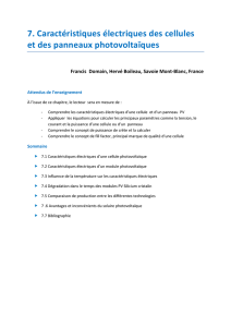 Caractéristiques électriques des cellules et des panneaux