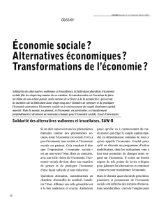 Économie sociale ? Alternatives économiques ? Transformations de