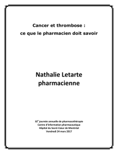 Cancer et thrombose - Centre d`information pharmaceutique