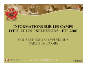 Camps d`été et expéditions2016 - 2920 Gatineau Army Cadets Corps