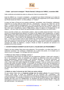 L`Islam : quel savoir enseigner ? Nicole Samadi, Colloque de l