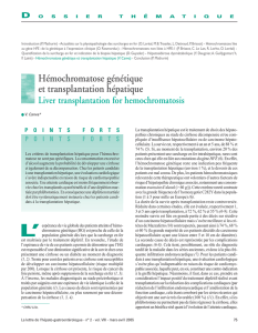 Hémochromatose génétique et transplantation hépatique