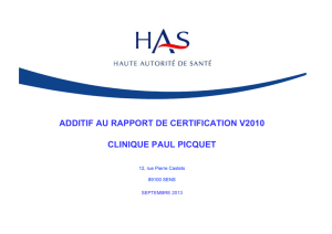 additif au rapport de certification v2010 clinique paul picquet