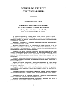 conseil de l`europe comité des ministres recommandation n° r (84)