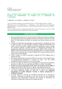 De la consultation éducative à l`éducation thérapeutique du patient
