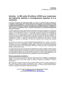 Autriche : la BEI prête 65 millions d`EUR pour