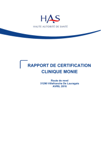 CLINIQUE MONIE RAPPORT DE CERTIFICATION